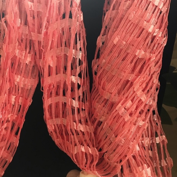 SIMPLY NOELLE Pink Orange Coral Crochet Fishnet Scarf Shawl NWT - Picture 4 of 6